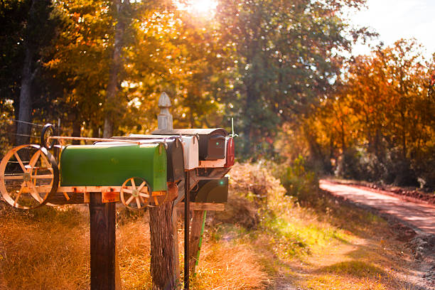 Row of mailboxes on a country road. Row of mailboxes on a country road.